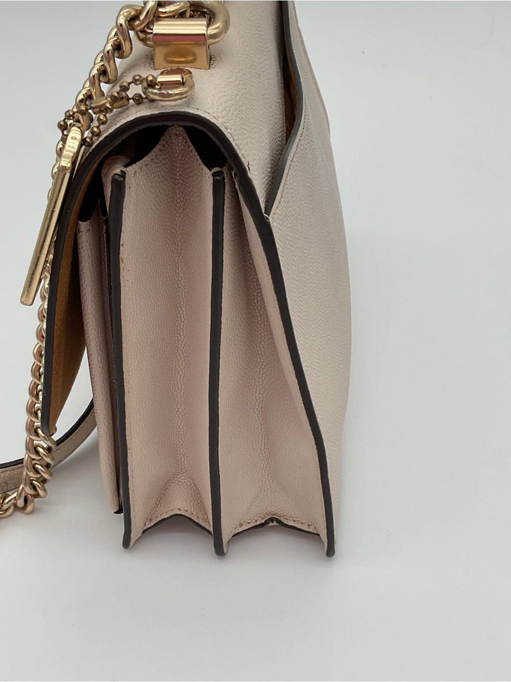 Coach Mini Klare Pebble LeatherCrossbody in Light Beige with Gold Tone Chain - Picture 4 of 16